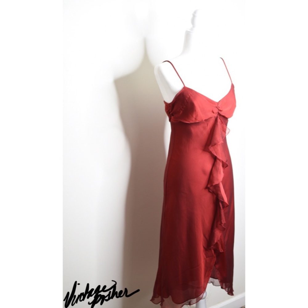 Rich Cranberry Red Spaghetti Strap A.B.S Dress 8